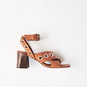 MAJE HEELED STUDDED SANDALS